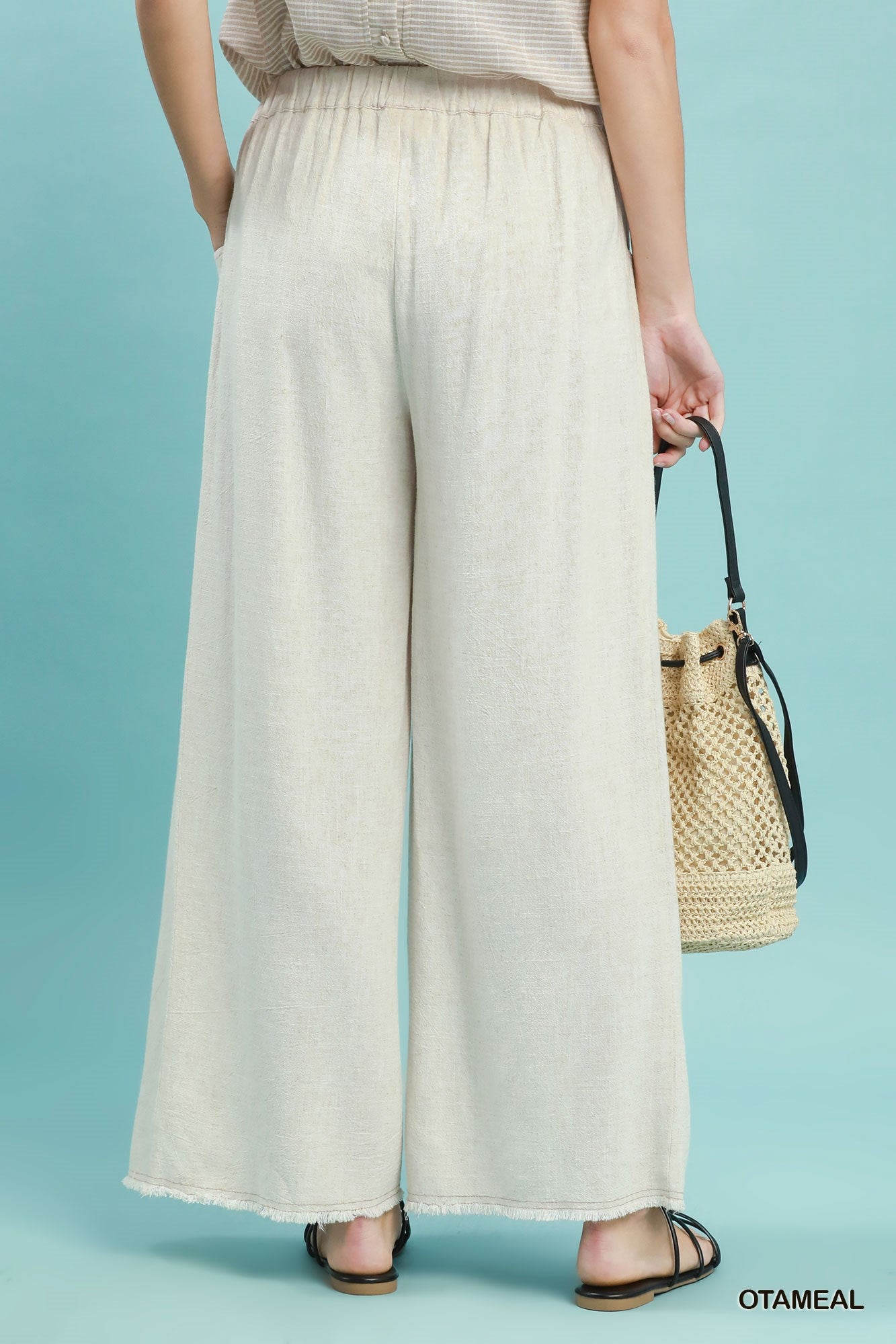 Linen Blend Wide Leg Pant