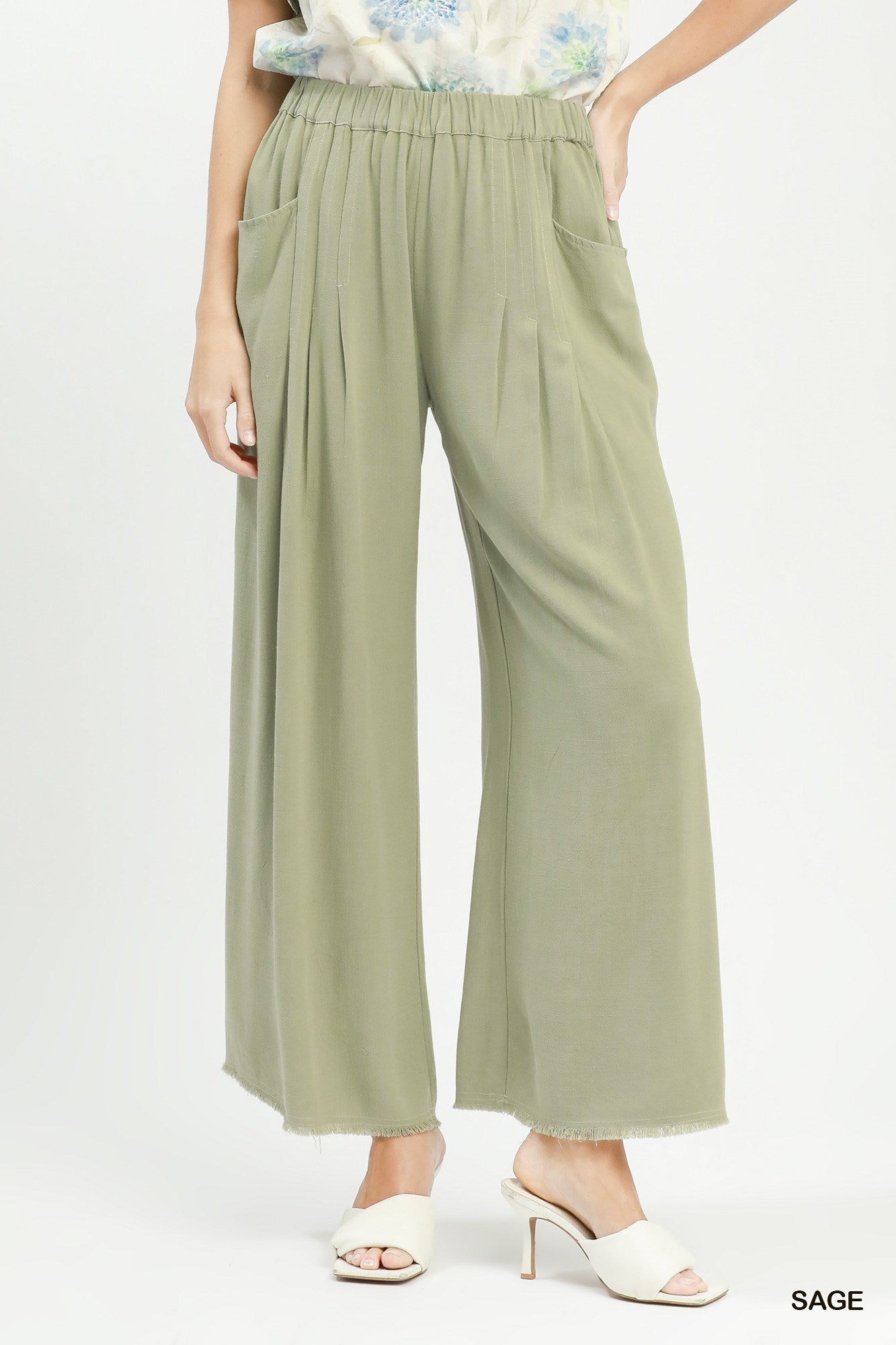 Linen Blend Wide Leg Pant