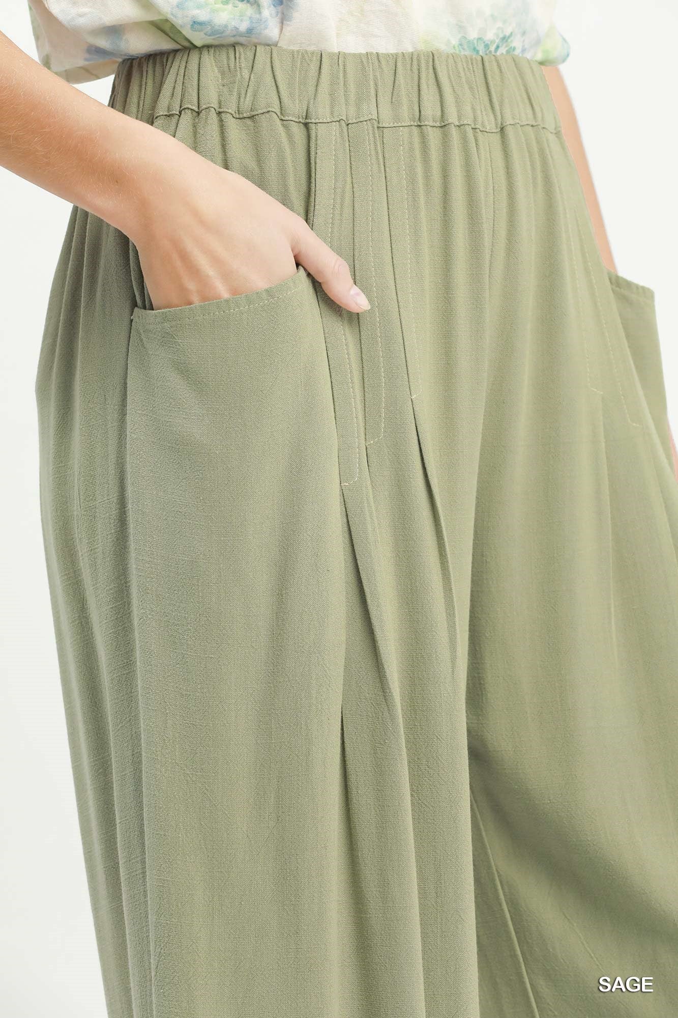 Linen Blend Wide Leg Pant