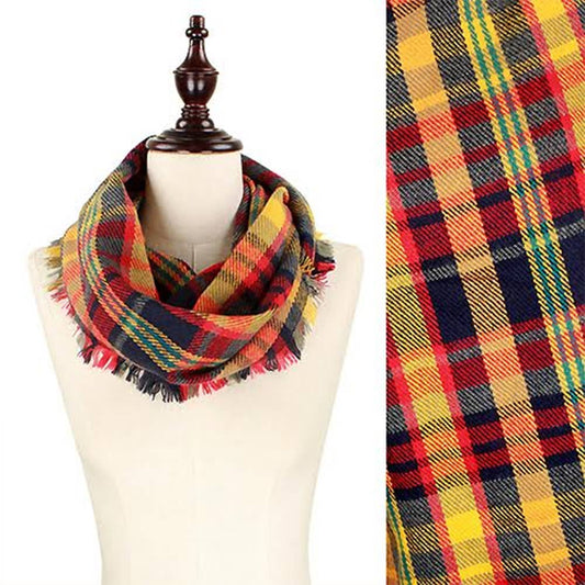 Plaid Soft Infinity Scarf