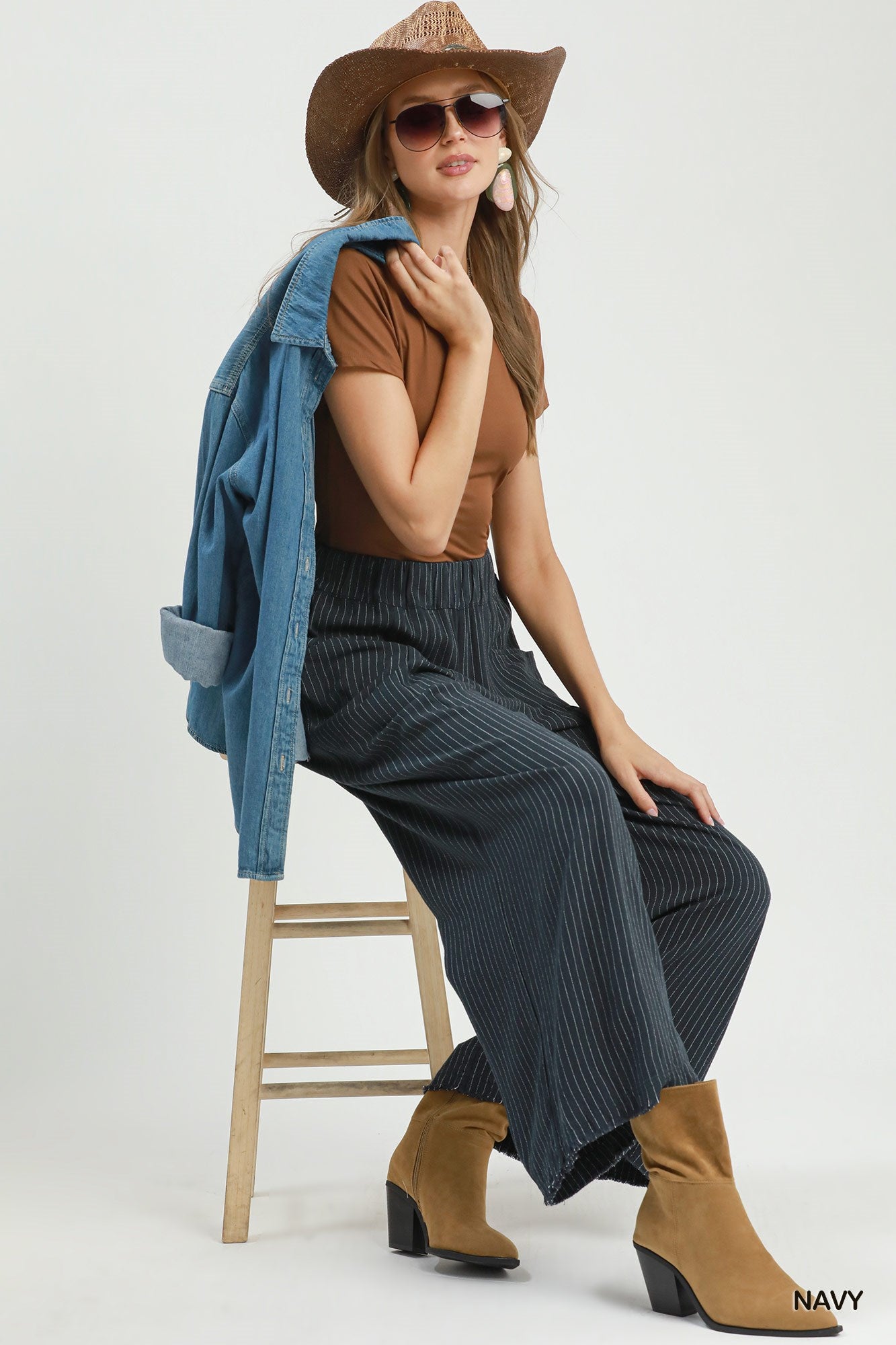 Pin Stripe Wide Leg Pants