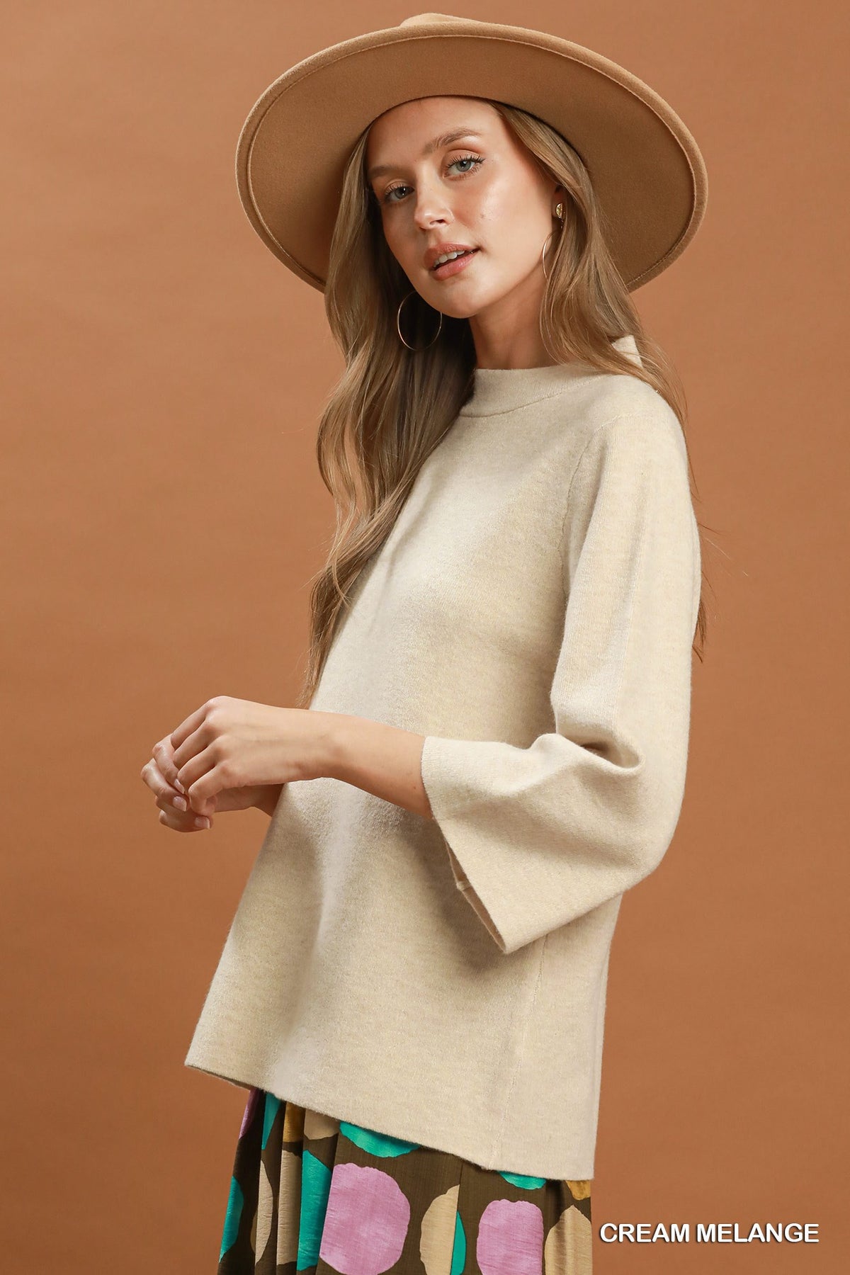 Mock Neck Fine Knit Sweater