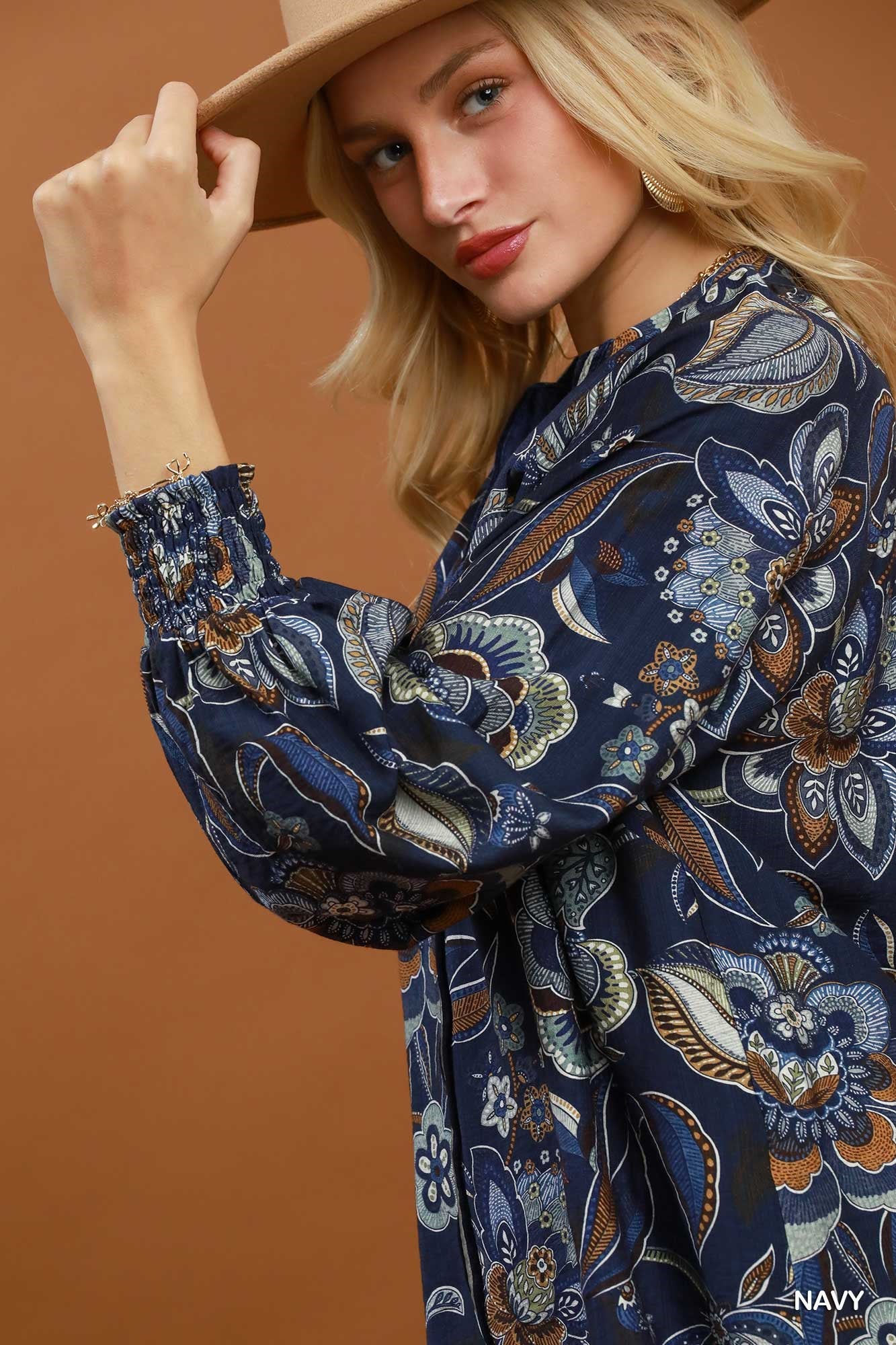 Floral Print Long Sleeve Blouse