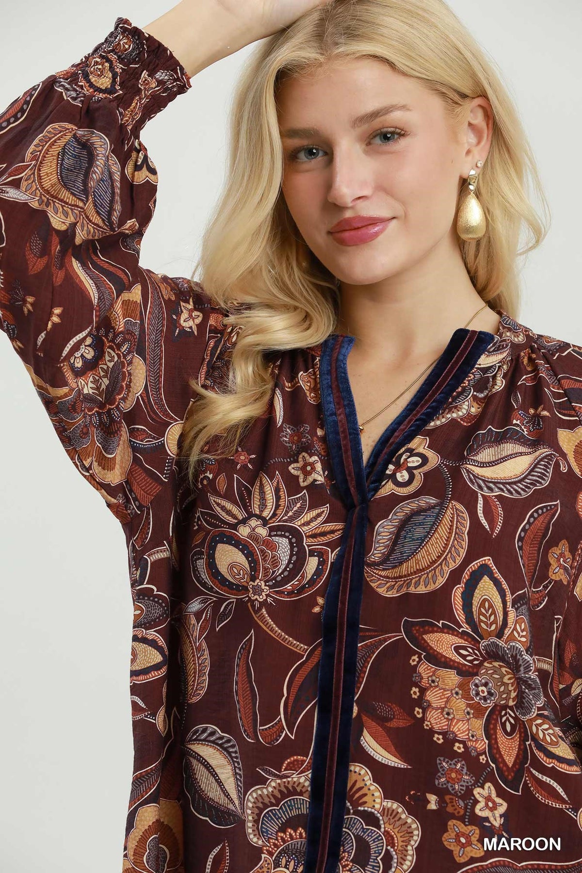 Floral Print Long Sleeve Blouse