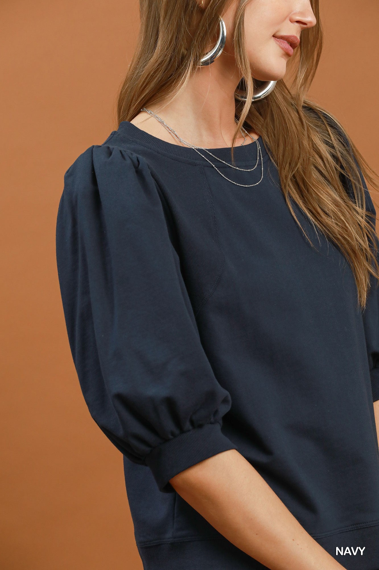 Puff Sleeve Pullover Sweatshirt Top