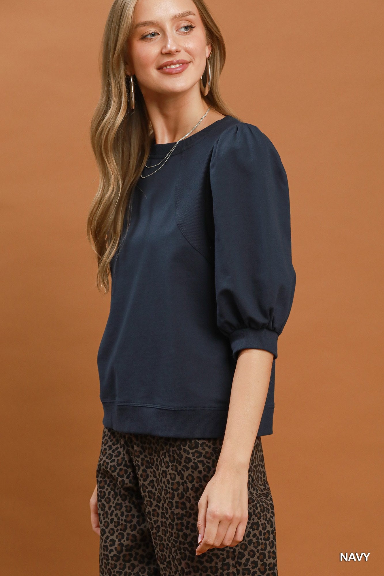 Puff Sleeve Pullover Sweatshirt Top