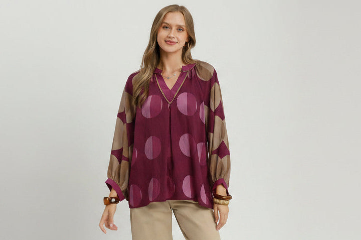 Polka Dot Long Sleeve Blouse
