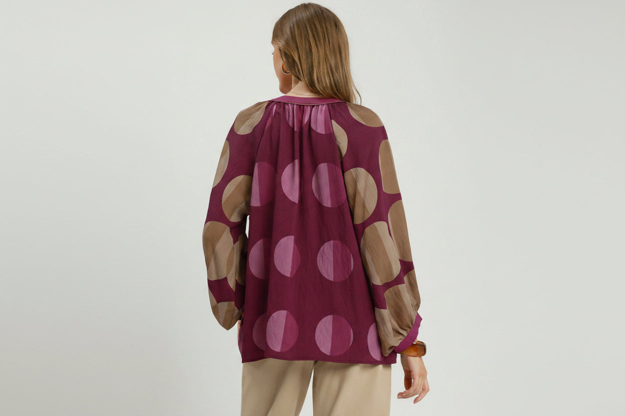 Polka Dot Long Sleeve Blouse