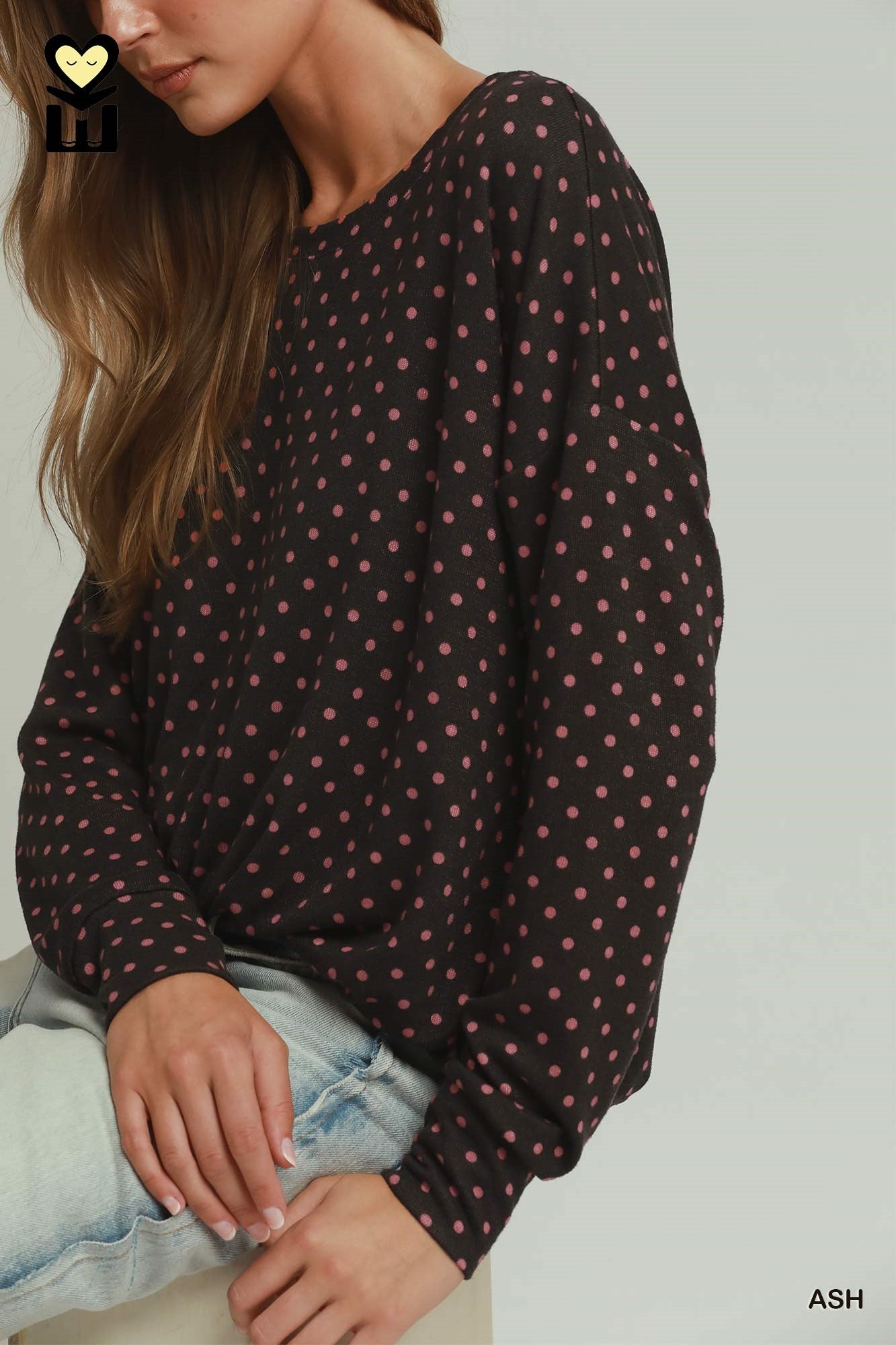 Polka Dot Long Sleeve Bubble Hem Top