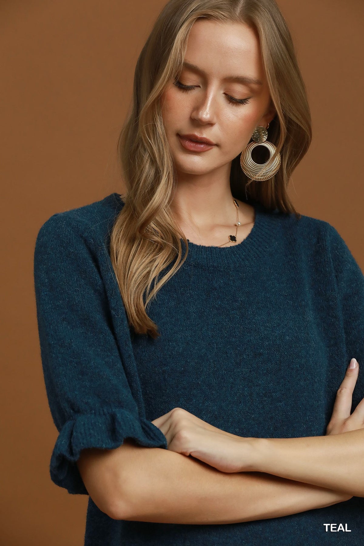 Soft Knit Ruffle Sleeve Sweater