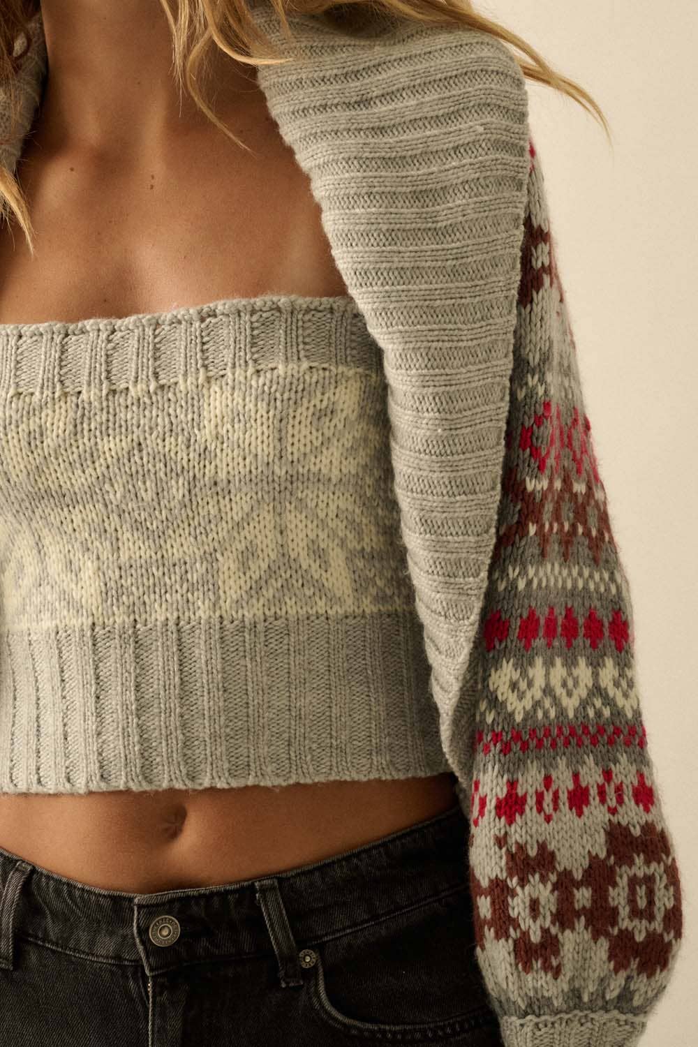 Alpine-Knit Shrug Cardigan and Tube Top