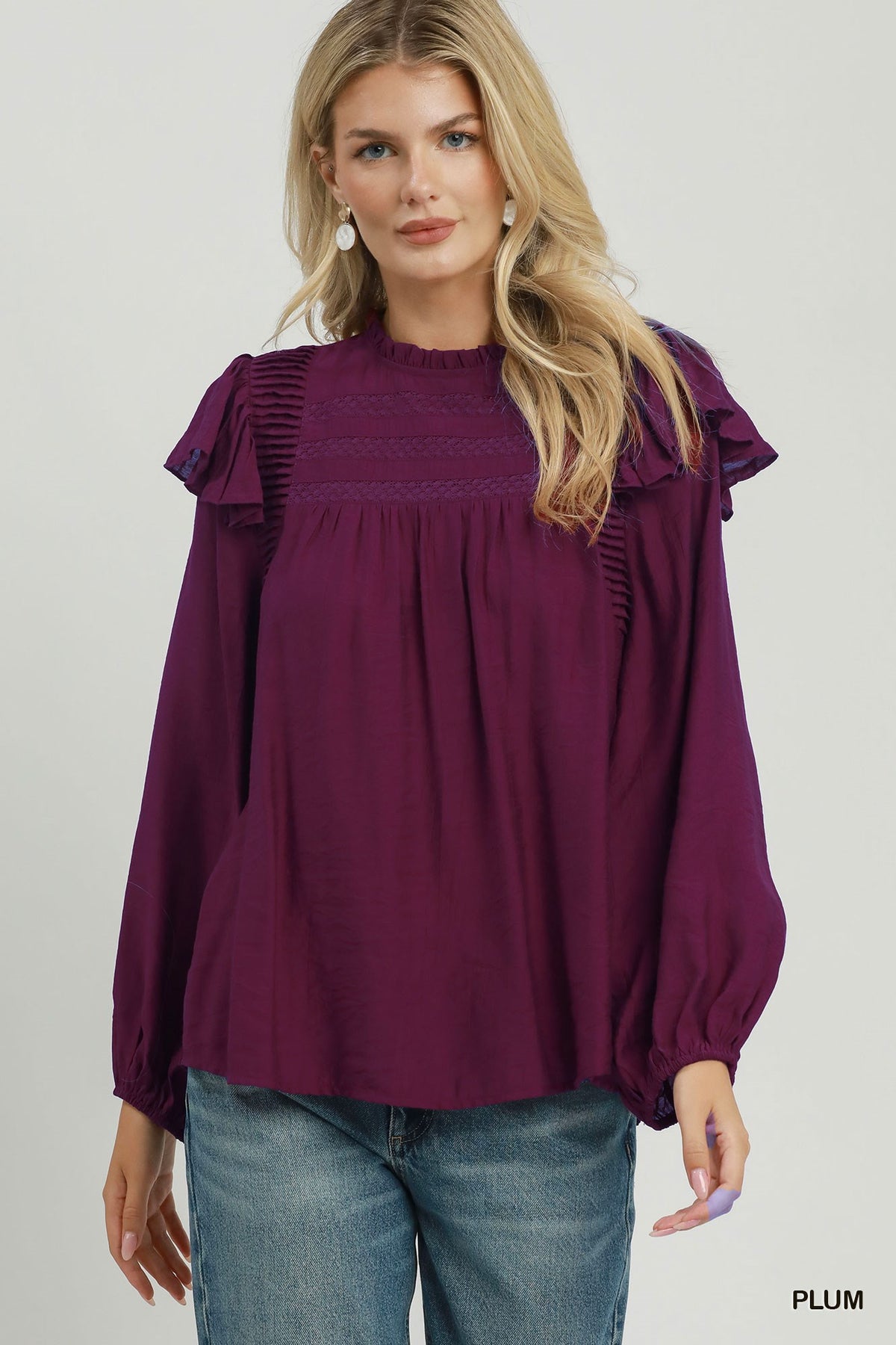 Lace Detail Long Sleeve Blouse