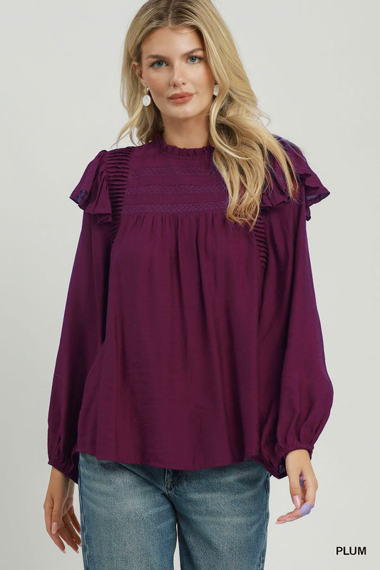 Lace Detail Long Sleeve Blouse