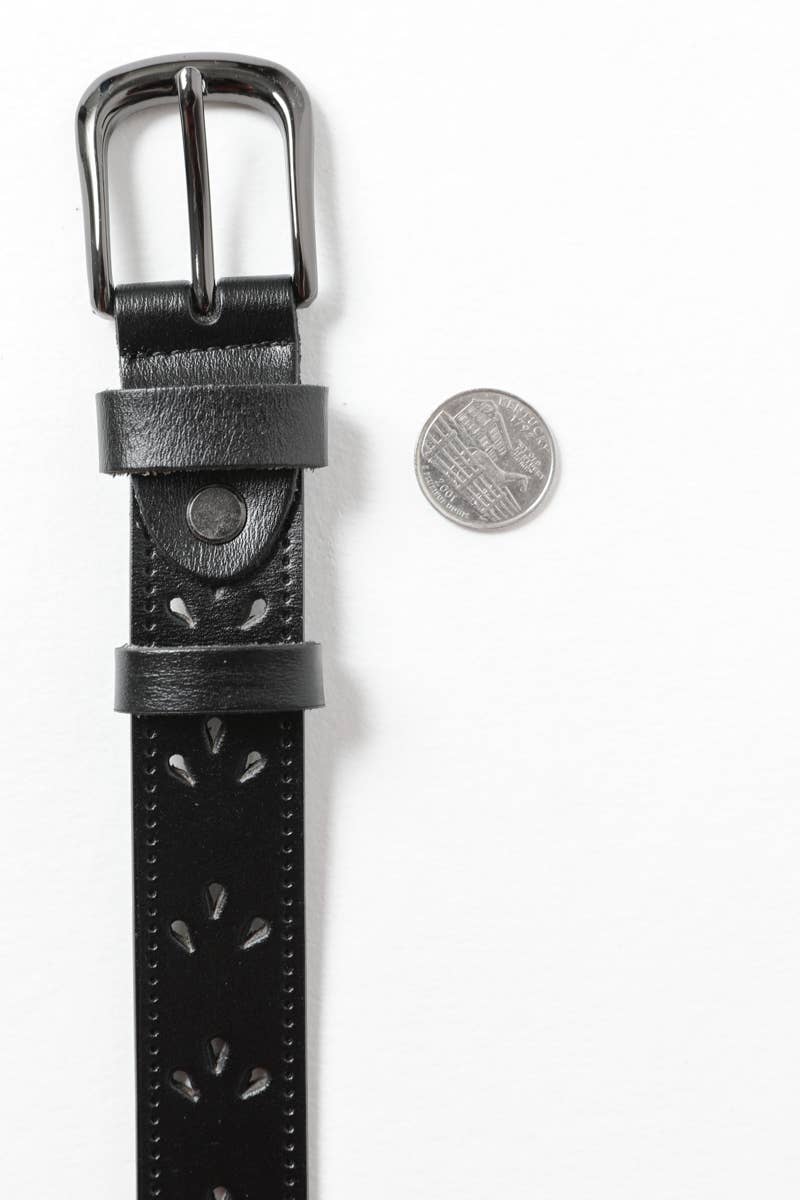 Leather Belt with Petal Design