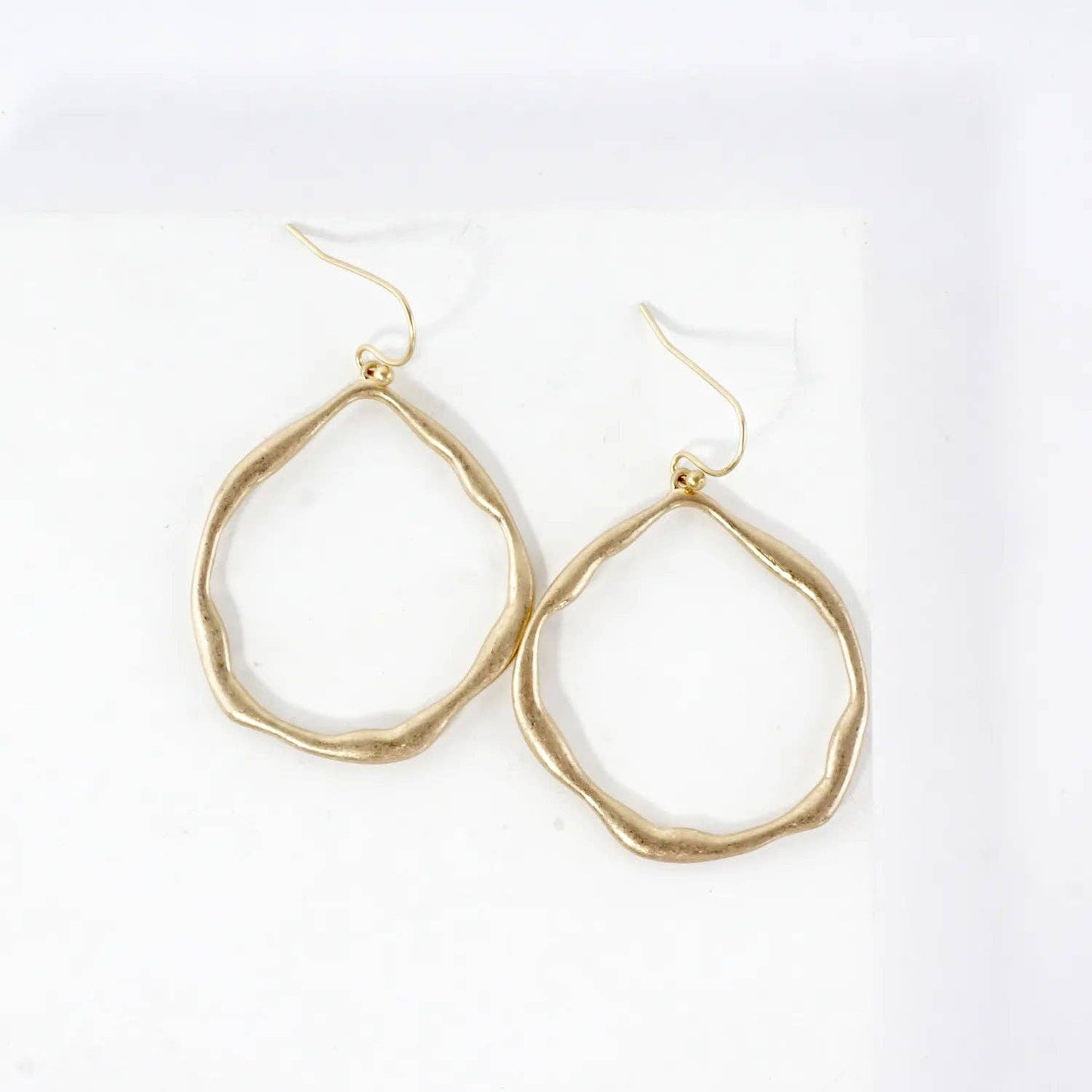 Metal Organic Open Circle Dangle Earrings