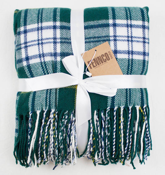 Green Tartan Plaid Cozy Festive 50X60 Inch Throw Blanket