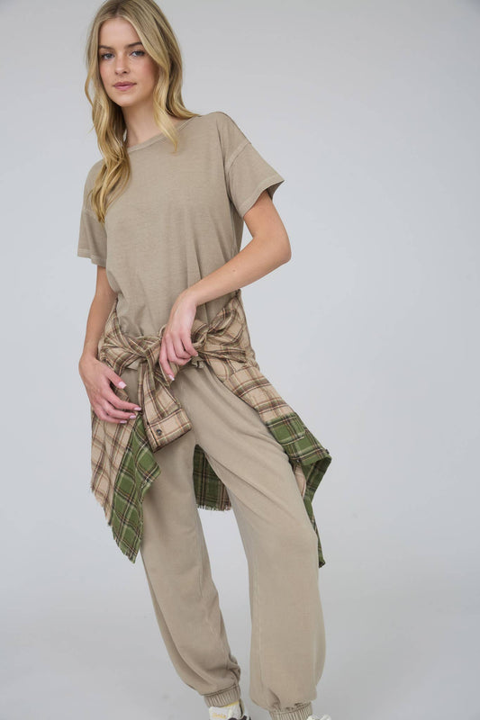 EXPOSED SEAM RAW EDGE SHORT SLEEVE TEE