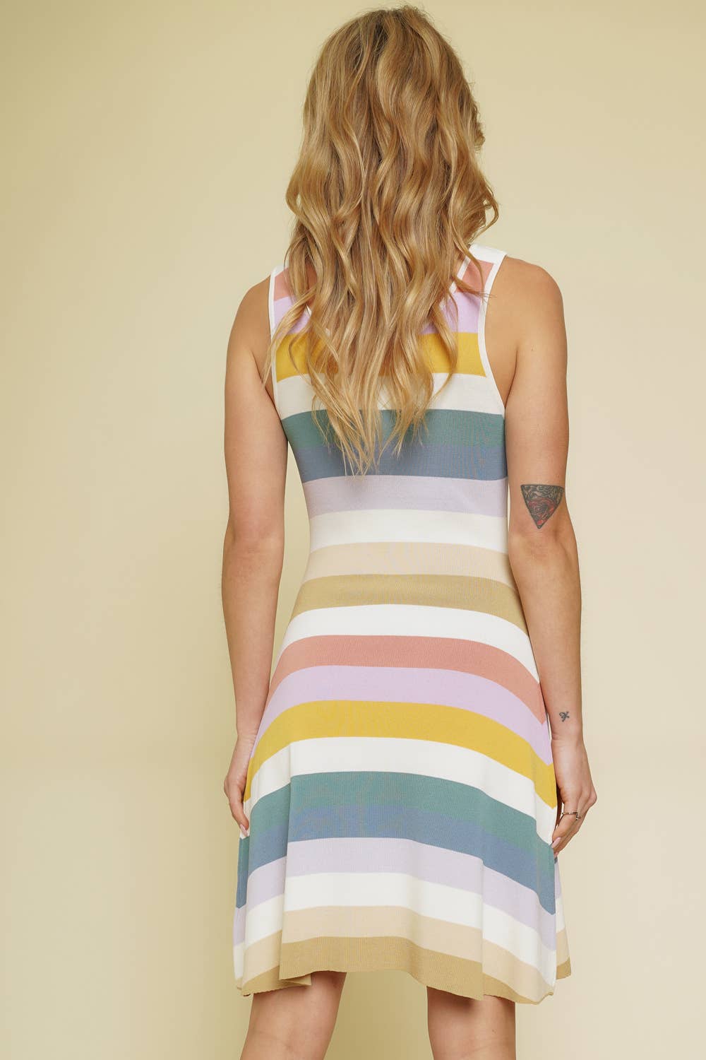 Color Striped Knit Dress