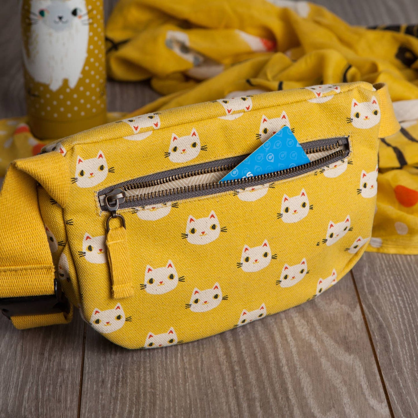 Meow Meow Cats Cotton Hip Bag Adjustable Strap