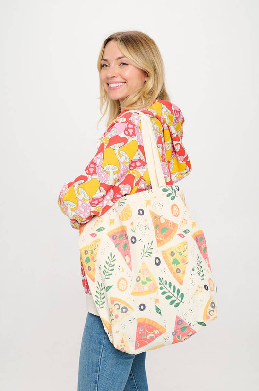 PIZZA ALL OVER PRINT TOTE BAGS