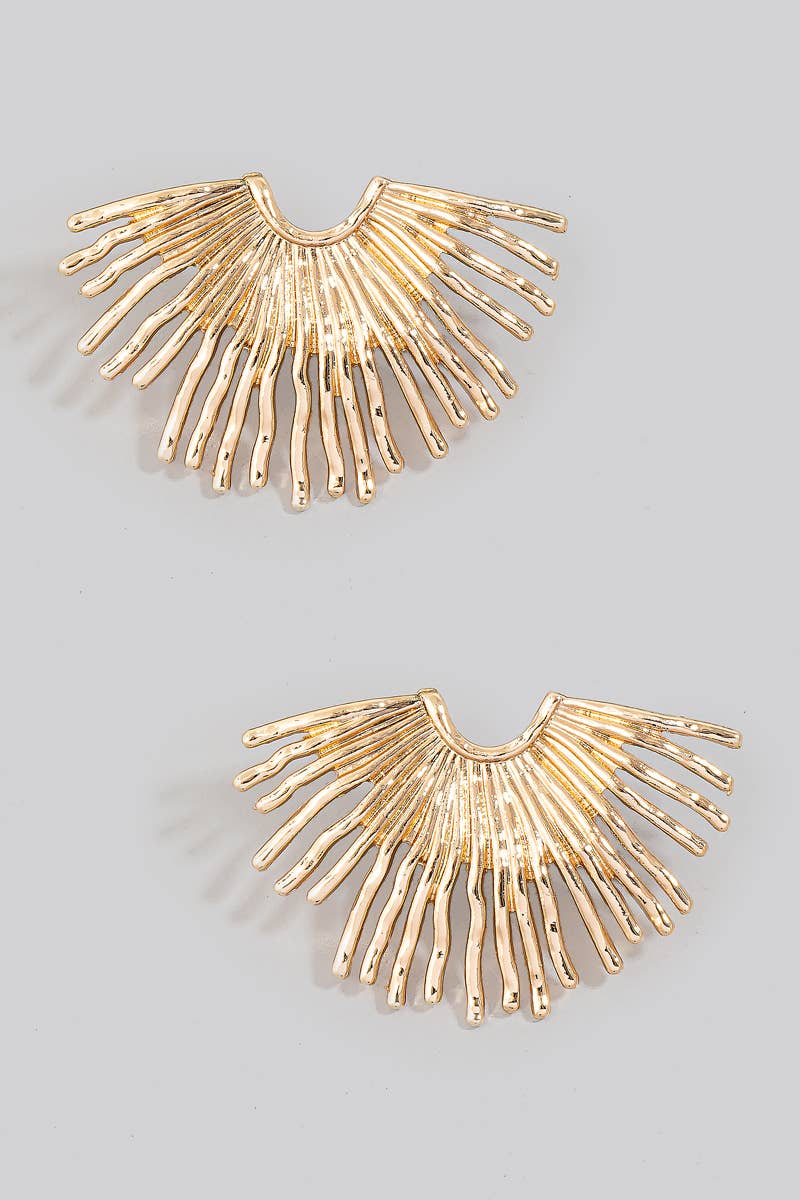 Solid Thin Metallic Fringe Stud Earrings