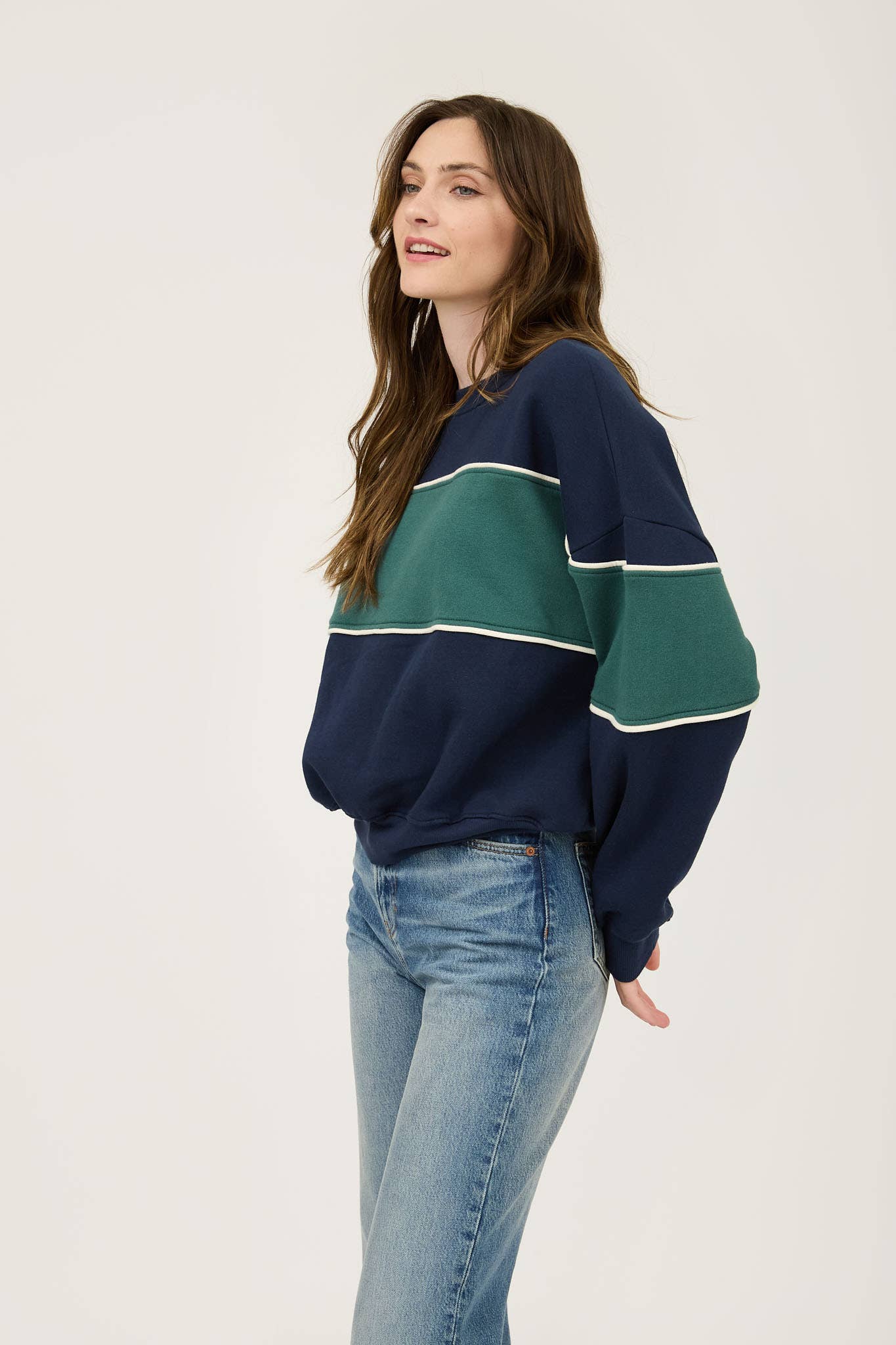 Color Block Stripe Long Sleeve Sweatshirt