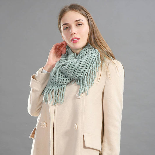 Knit Tassel Infinity Loop Scarf