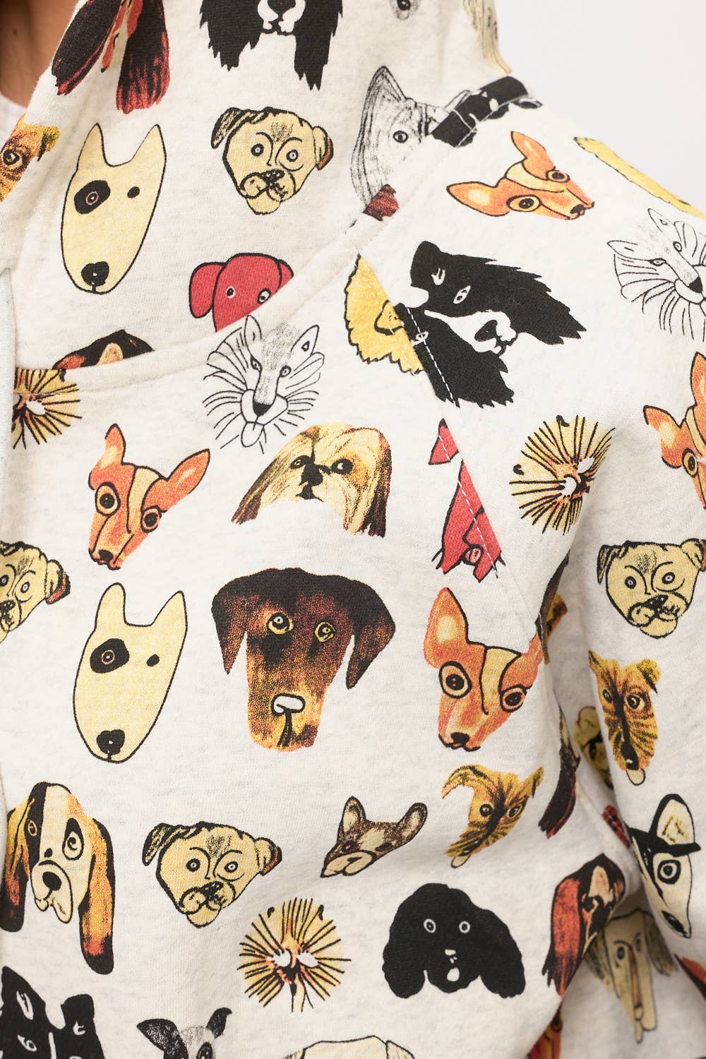 COLORFUL DOG FACES PRINT ZIP UP HOODIE