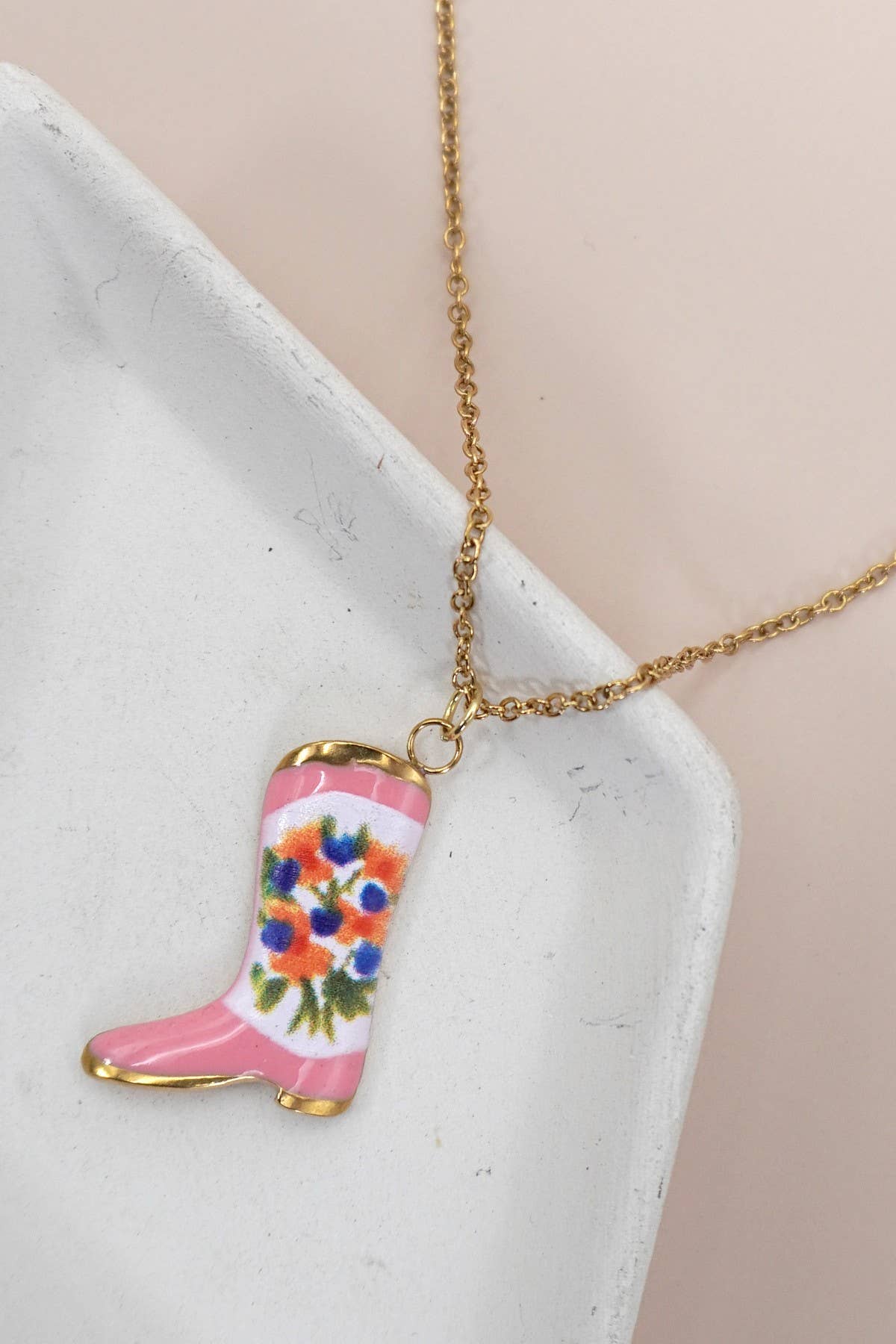 18K Stainless Steel Tarnish Free Charm Necklace
