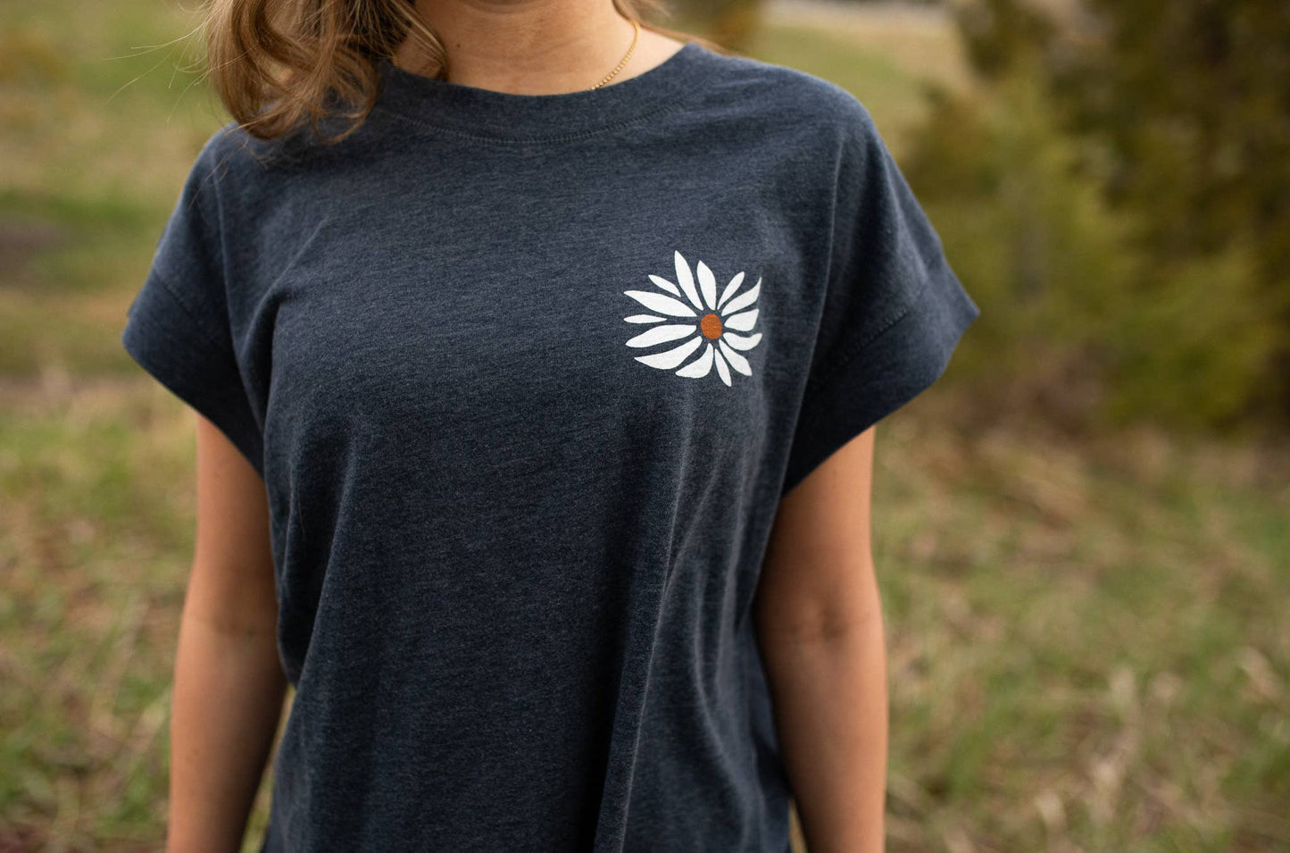 In Full Bloom Ladies Tee - Washed Navy