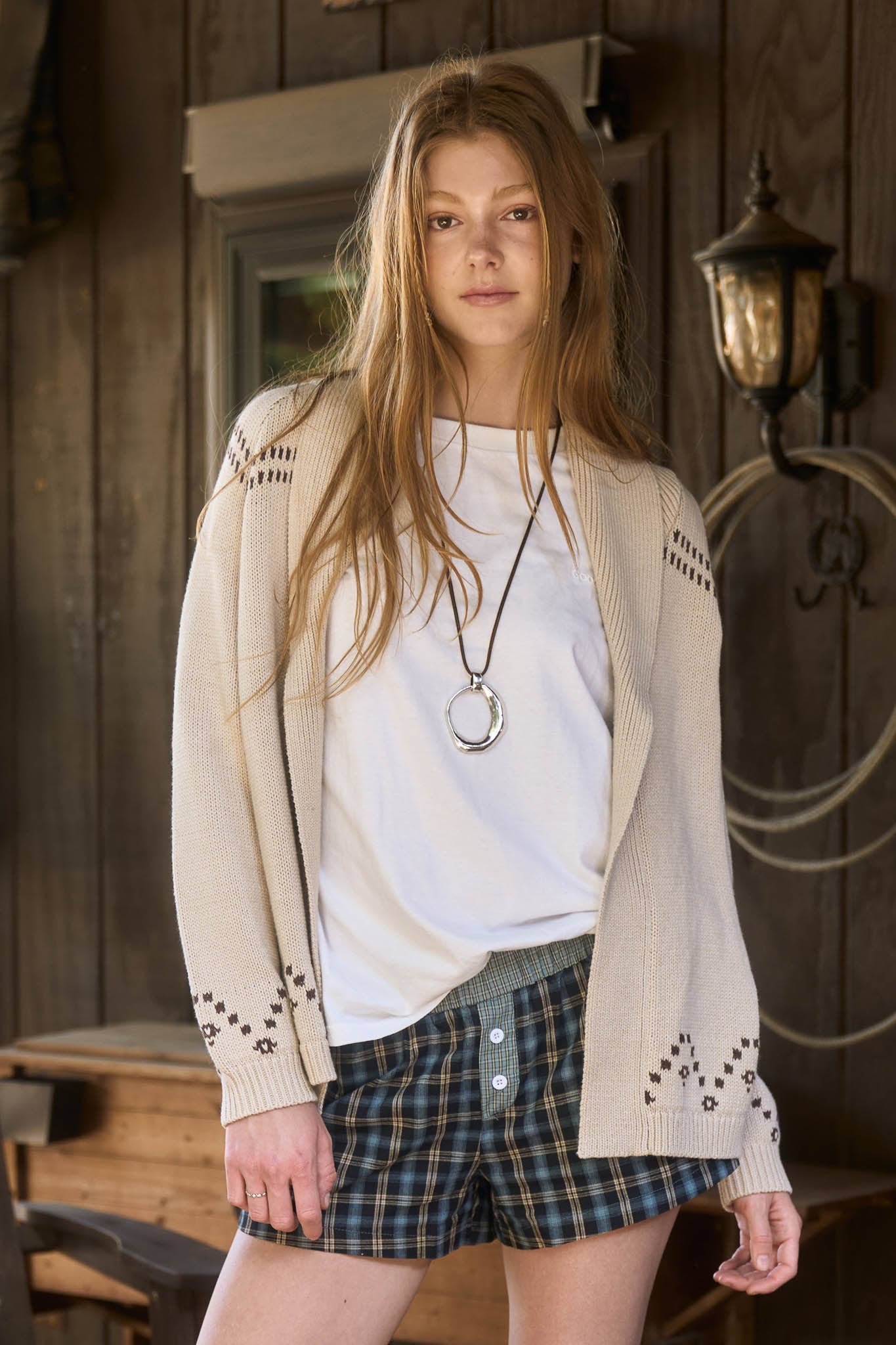 HORSE JACQUARD SHAWL KNIT CARDIGAN