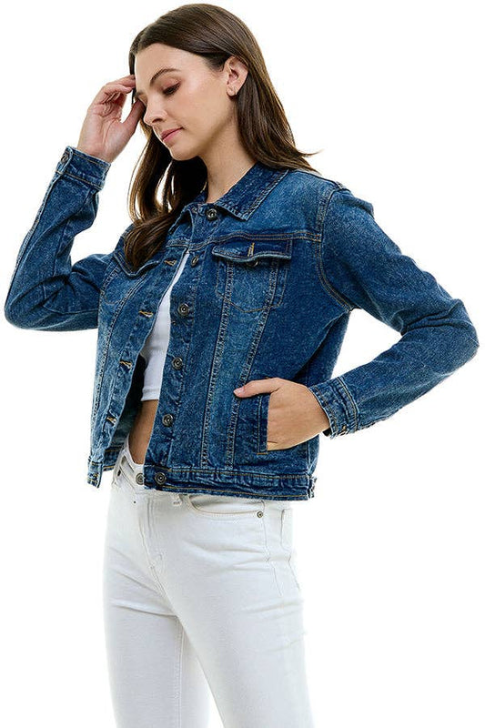 Cotton Blend Stretch Denim Jacket