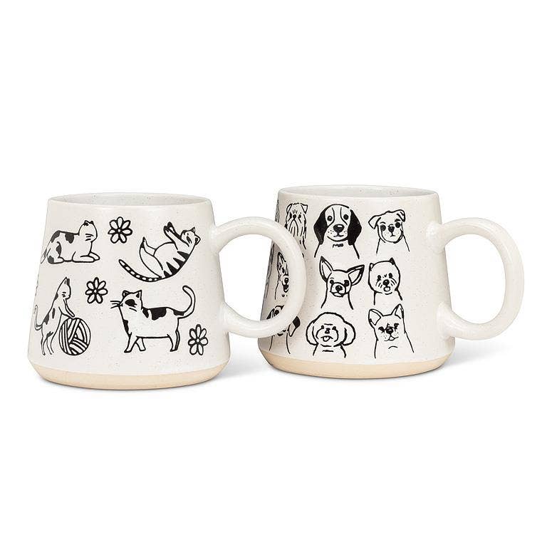 Oversized Mug with Dogs-4"H(17oz)