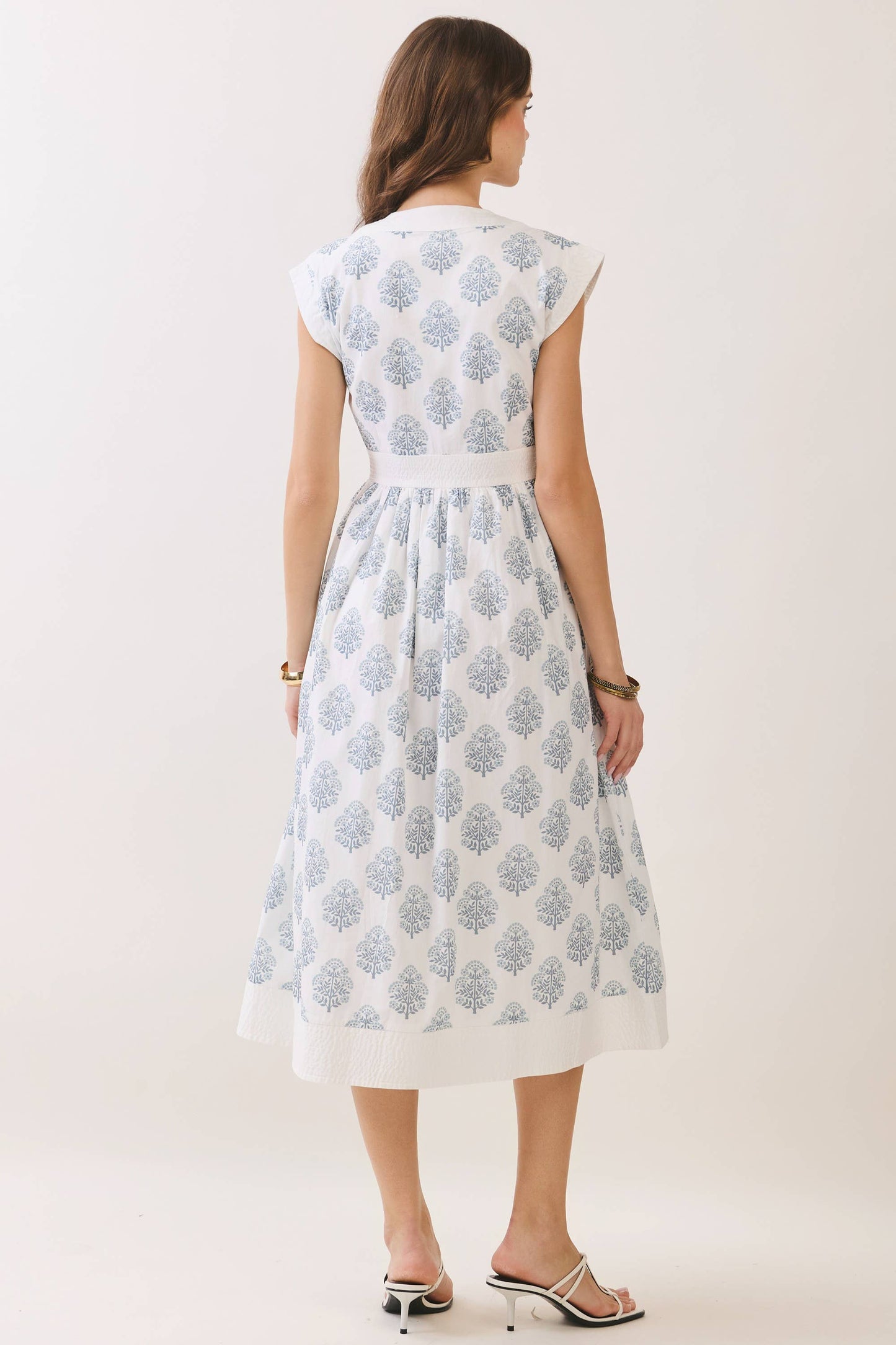 Floral Print Zipper Front Midi Dress