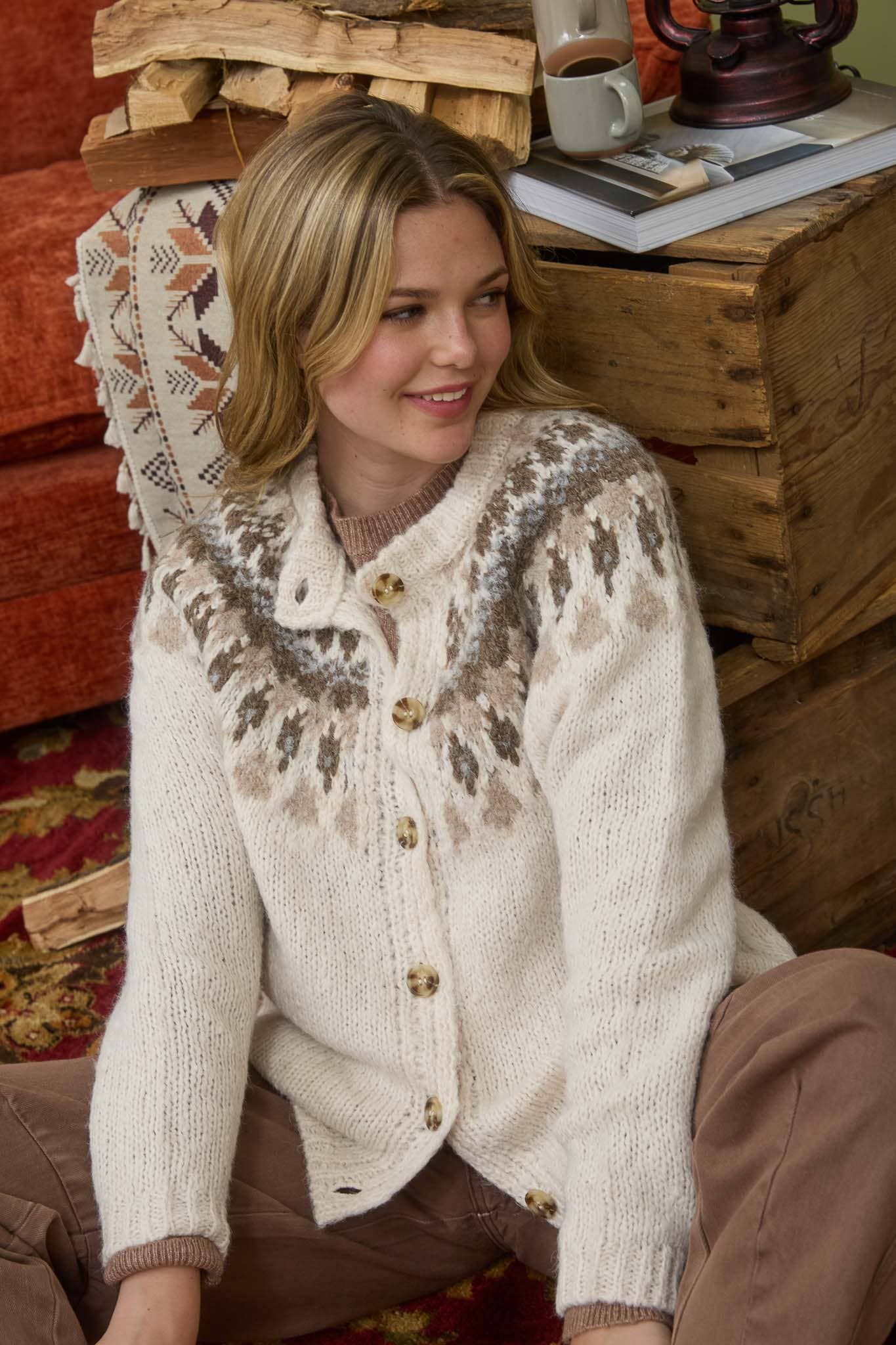 FAIR ISLE PATTERN LONG SLEEVE KNIT CARDIGAN
