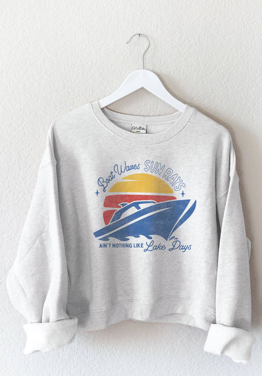 Boat Waves Mid-length Graphic Sweatshirt