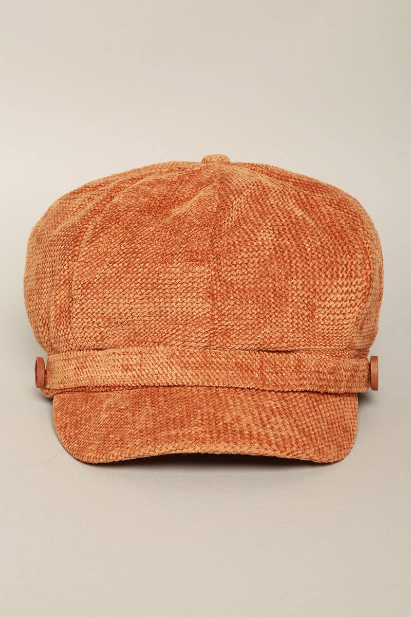 Chenille Cabbie Hat with Elastic Back