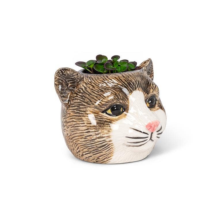 Small Tabby Cat Planter-2.5"H