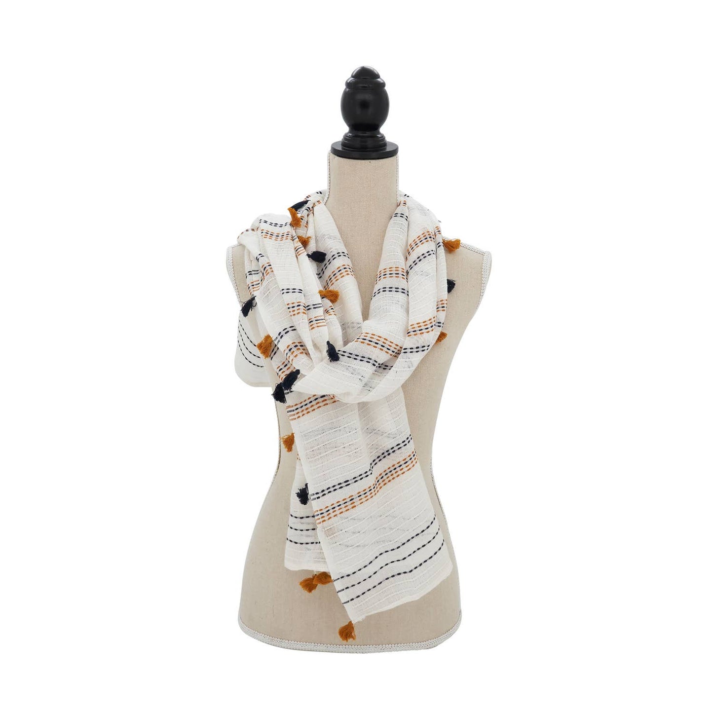 Stitched Line Tassel Cotton Wrap Scarf