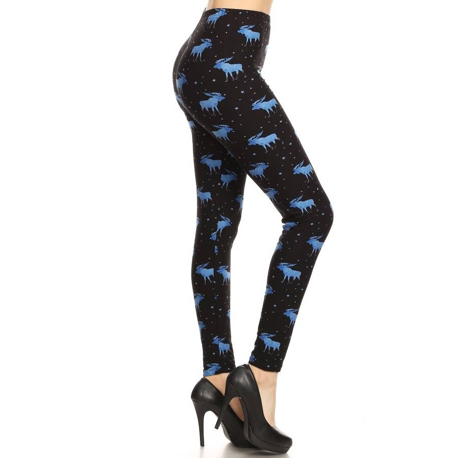 Moose Print Buttery Soft High Waist Leggings