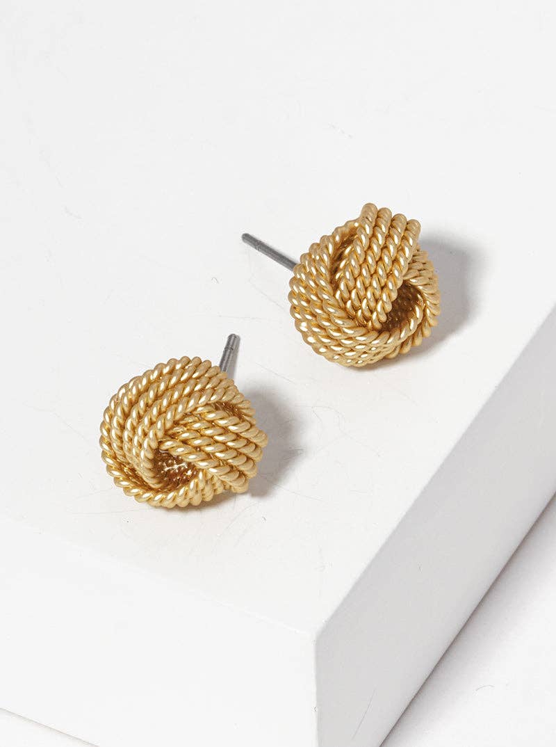 12mm Rope Shaped Brass Knot Post Stud Earrings