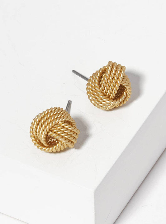 12mm Rope Shaped Brass Knot Post Stud Earrings