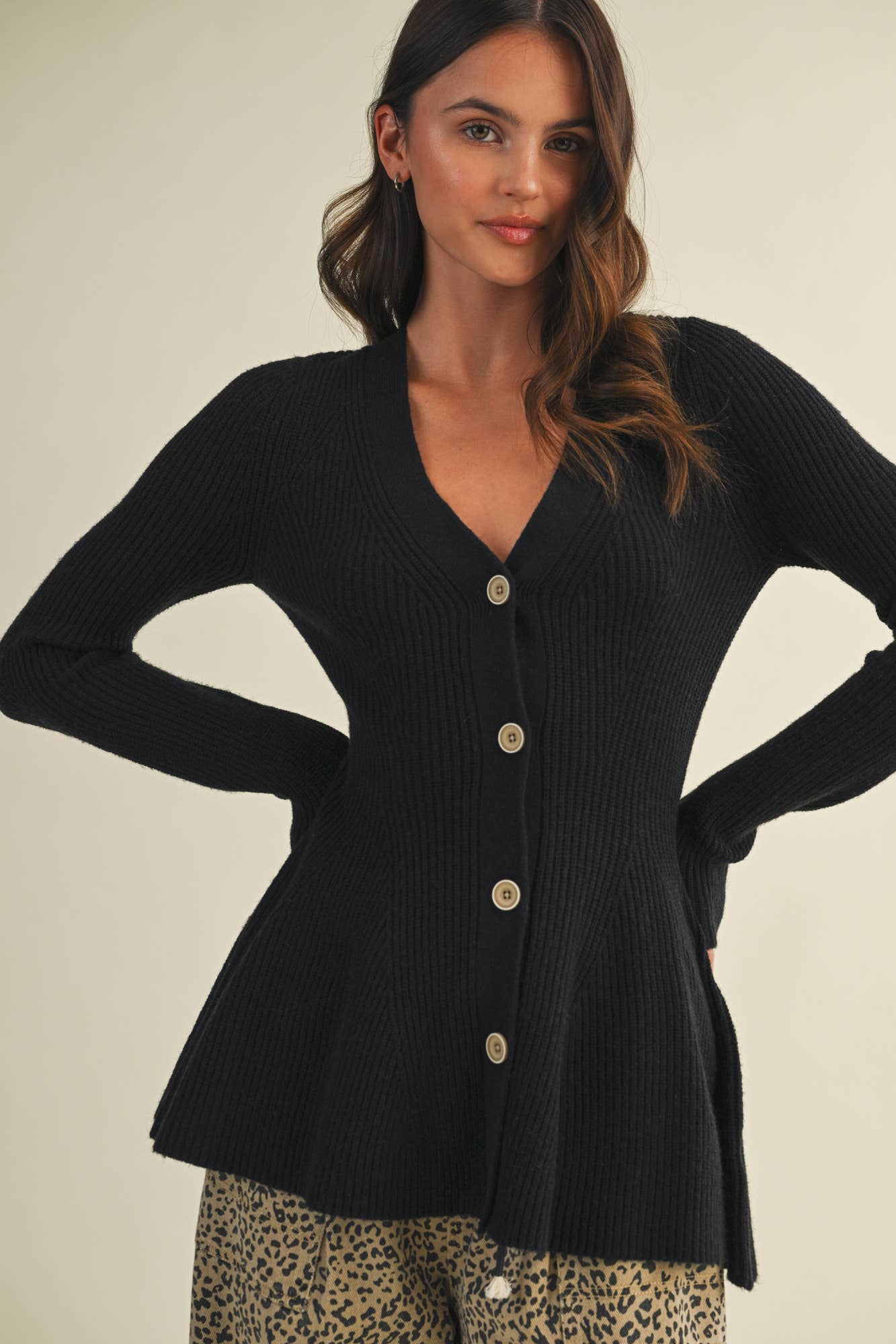 V NECK HOURGLASS SWEATER CARDIGAN