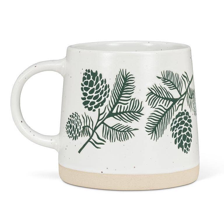 Wide Base Mug with Pinecones-3.5"H(14oz)