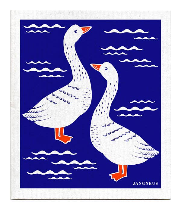 Swedish Dishcloth - Geese - Blue