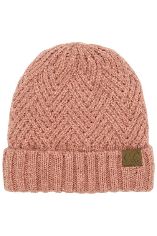 C.C Criss-Cross Pattern Cuff Beanie Hat