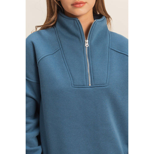 Garment Wash Quarter Zip Pullover