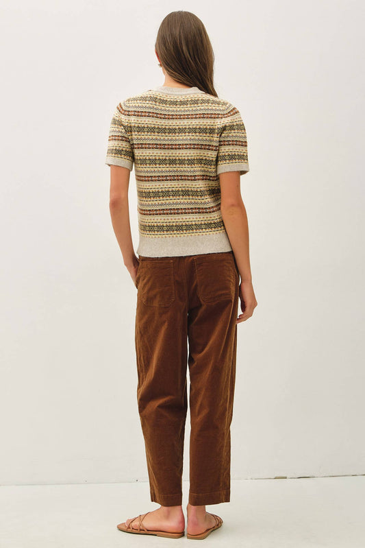 FAIR ISLE SHORT SLEEVE SWEATER