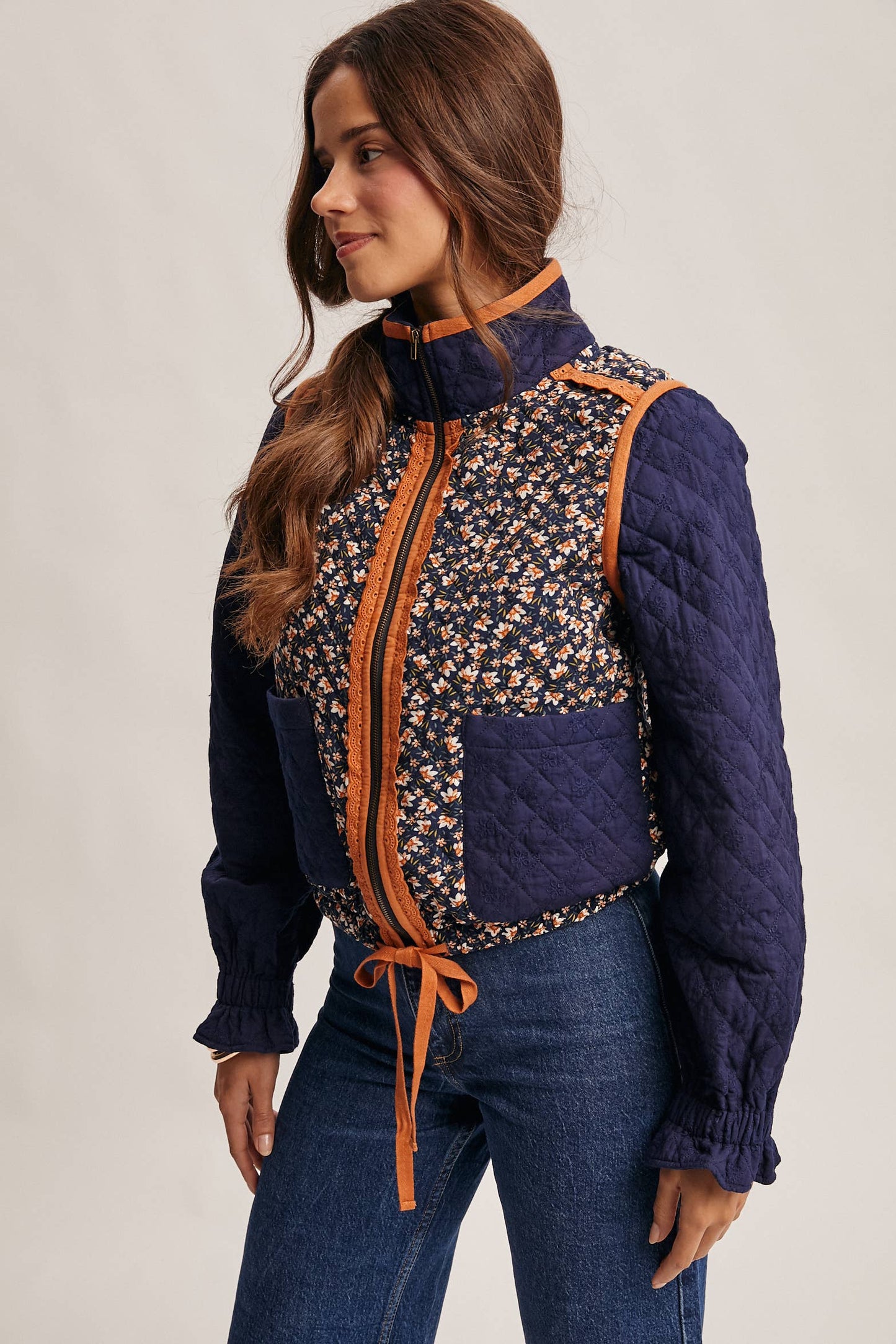 Quilted Floral Zip Jacket