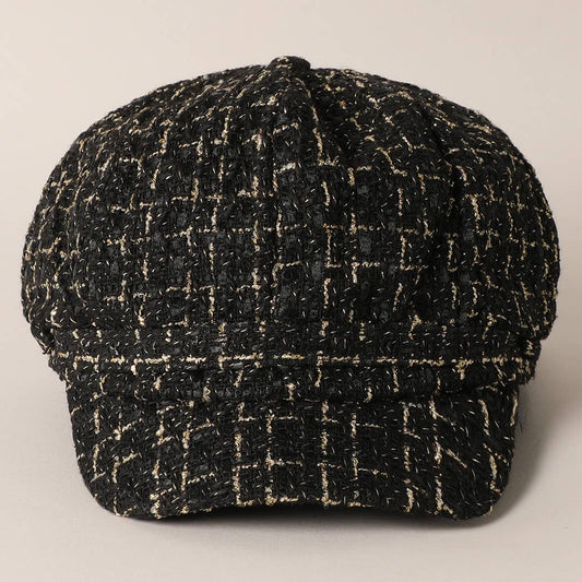 Tweed Plaid Cadet Newsboy Cabbie Cap